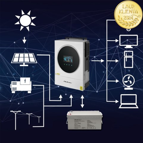 Qoltec Hybrydowy Inwerter Solarny Off Grid 6kVA 6kW 120A MPPT